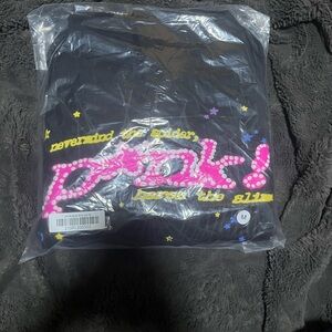Graphic Black Hoodie with Pink Star Logo - Size M